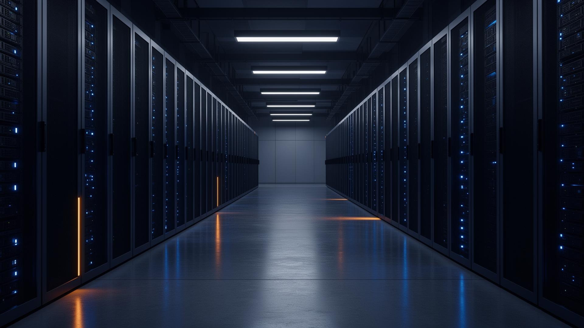 Modern hyperscale data center corridor